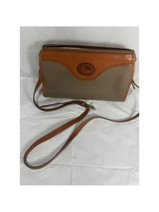 Dooney & Bourke Handbags - VTG Dooney & Bourke All Weather Leather Taupe Zip top Crossbody Bag Purse